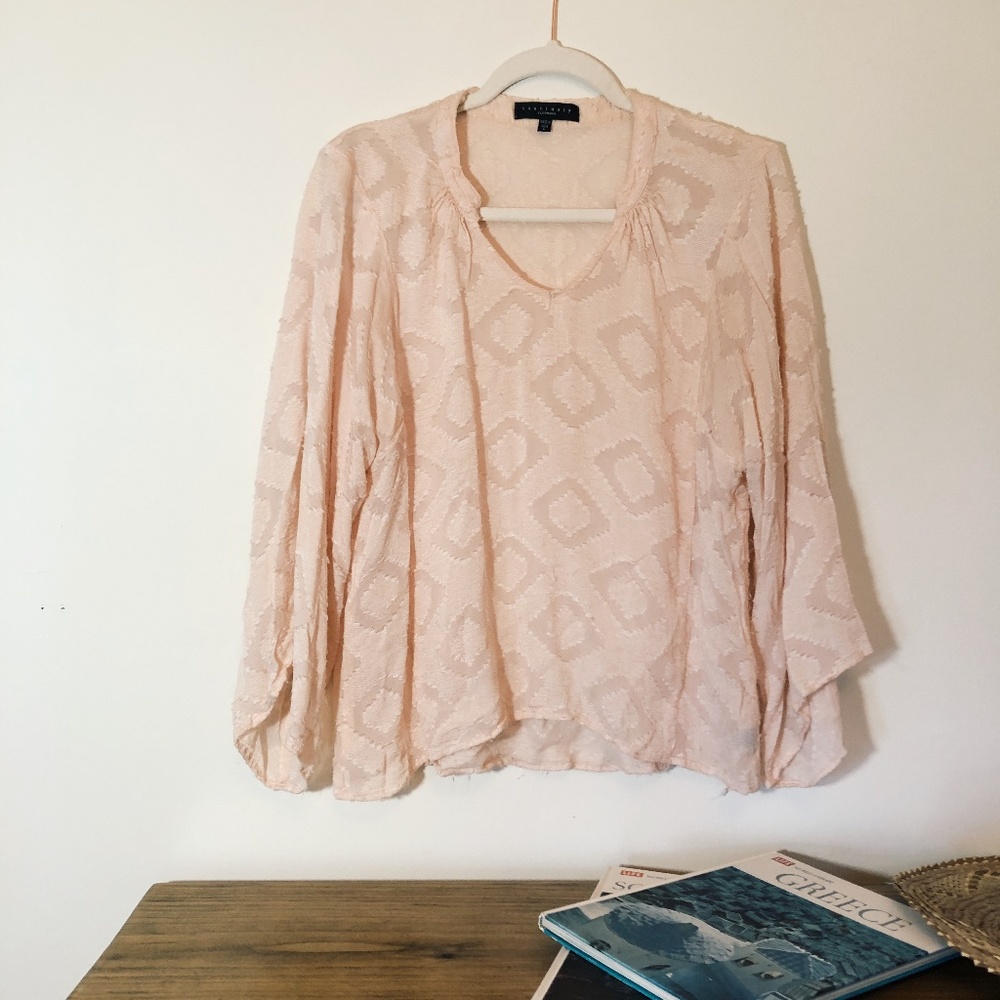 Sanctuary Blush Bohemian Blouse with Bell Sleeve